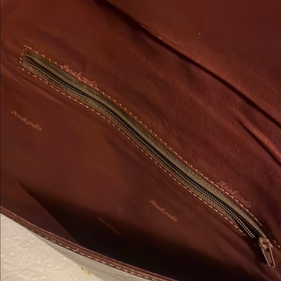 Brown Leather Envelope Clutch with Chain - Picture 7 of 11